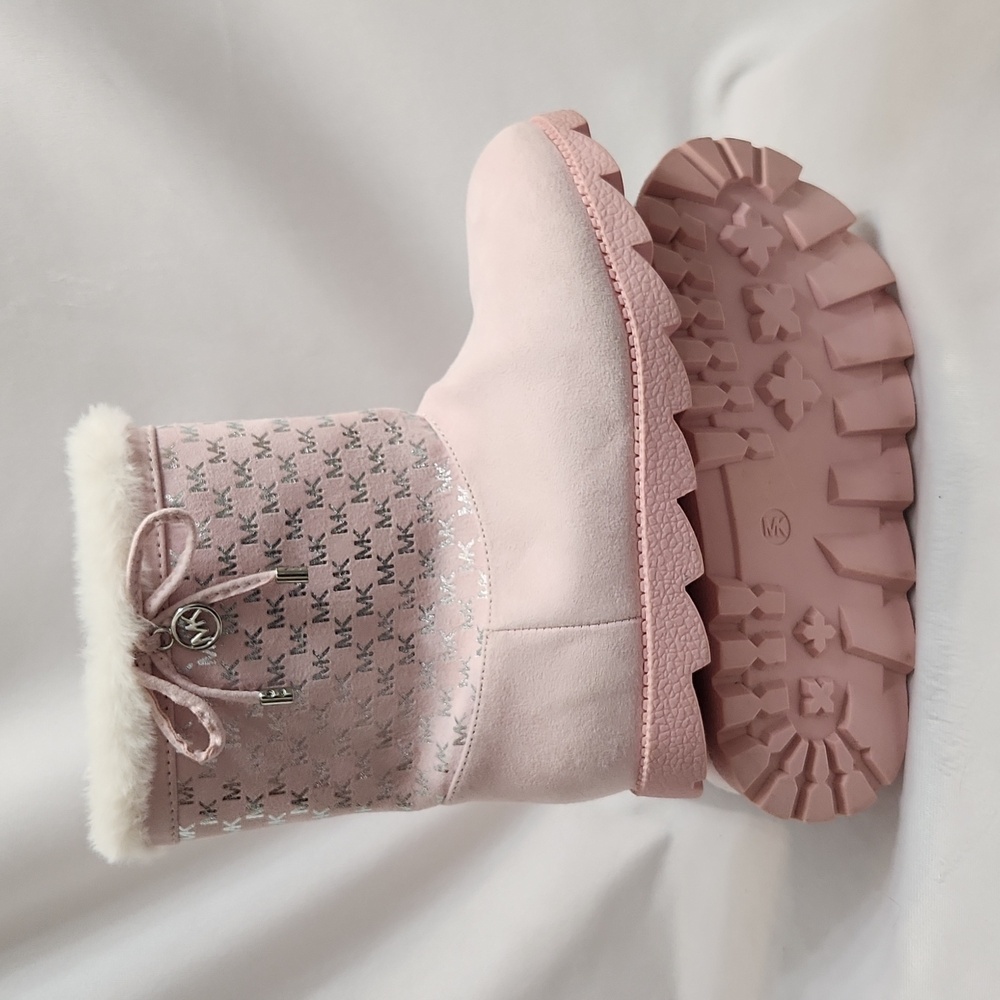 Michael Koes Light Pink Silver Faux Fur Logo Winter Boots (Girls Size 2)